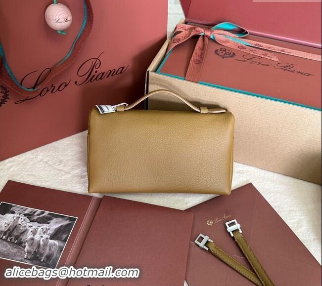 Super Quality Loro Piana LP Extra Pocket Pouch L19 in Grained Calfskin 0802 Thicket Brown 2024