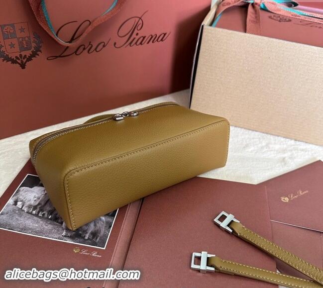 Super Quality Loro Piana LP Extra Pocket Pouch L19 in Grained Calfskin 0802 Thicket Brown 2024