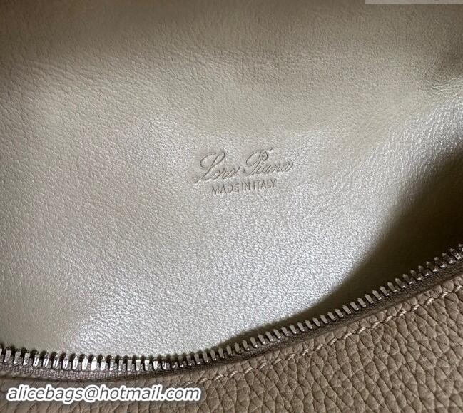 Luxury Cheap Loro Piana LP Extra Pocket Pouch L19 in Grained Calfskin 0802 Light Beige/Silver 2024