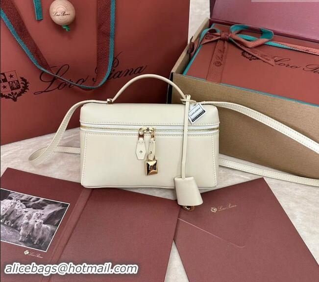 Top Design Loro Piana LP Extra Pocket Pouch L19 in Smooth Calfskin 0802 New White 2024