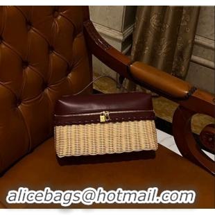 Buy Discount Loro Piana Extra Pocket L27 East-West bag in Calfskin and Wicker L0001 Dark Burgundy 2024