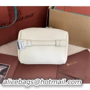 Well Crafted Loro Piana Small Extra Travel Pouch in Calfsklin Leather 8008 Whisper White 2024