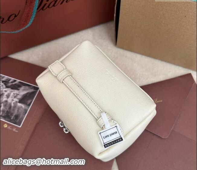 Well Crafted Loro Piana Small Extra Travel Pouch in Calfsklin Leather 8008 Whisper White 2024