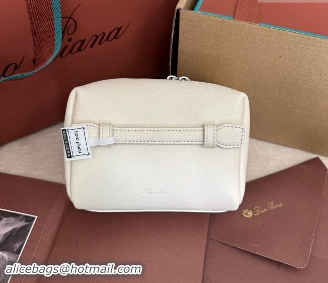 Well Crafted Loro Piana Small Extra Travel Pouch in Calfsklin Leather 8008 Whisper White 2024