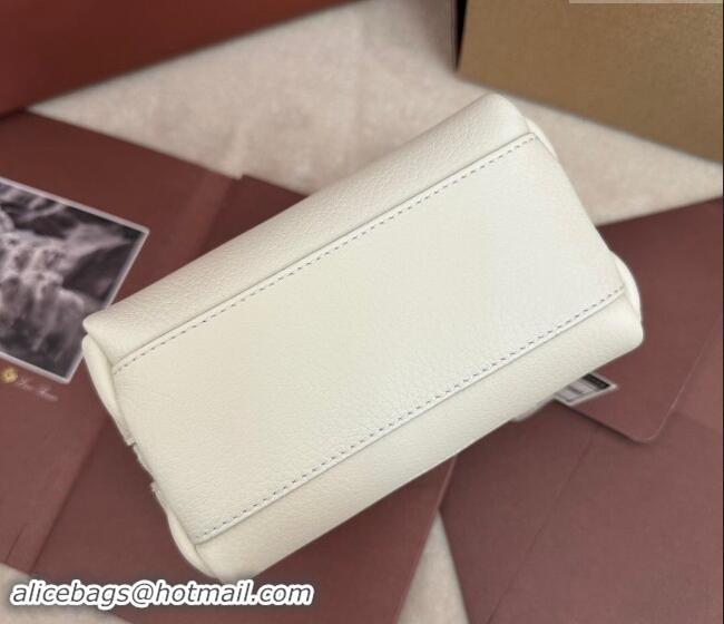 Well Crafted Loro Piana Small Extra Travel Pouch in Calfsklin Leather 8008 Whisper White 2024