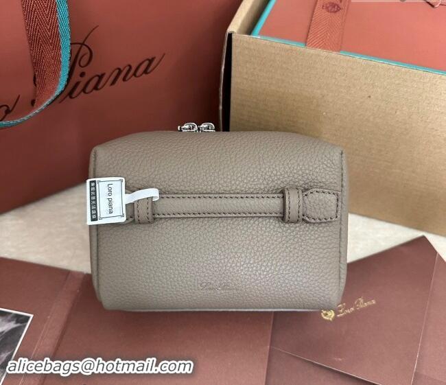 Affordable Price Loro Piana Small Extra Travel Pouch in Calfsklin Leather 8008 Grey 2024