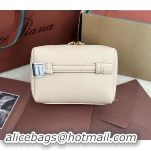 Well Crafted Loro Piana Small Extra Travel Pouch in Calfsklin Leather 8008 Cream White 2024