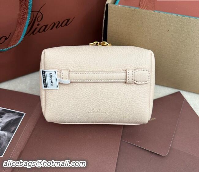 Well Crafted Loro Piana Small Extra Travel Pouch in Calfsklin Leather 8008 Cream White 2024