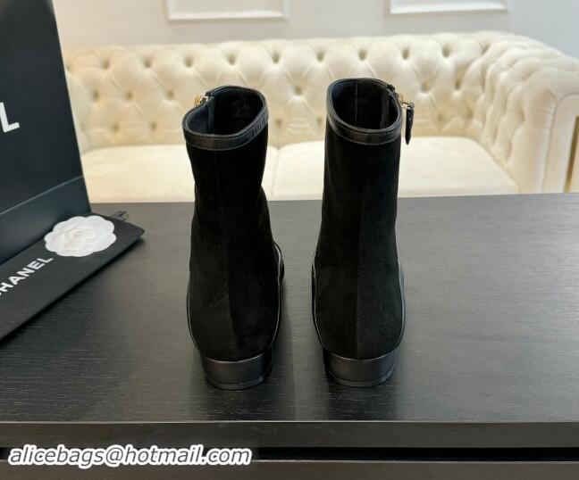 Perfect Chanel Suede Patchwork Ankle Boots Black 1120098