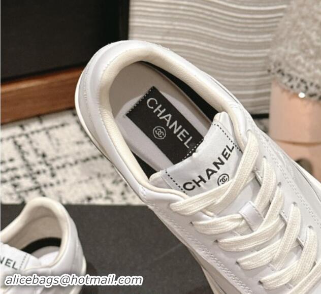 Shop Cheap Chanel Printed Calfskin Sneakers White 1120107