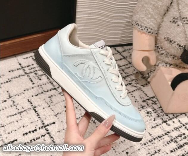 Buy Discount Chanel Printed Calfskin Sneakers Light Blue 120108