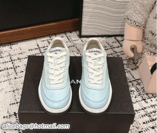 Buy Discount Chanel Printed Calfskin Sneakers Light Blue 120108