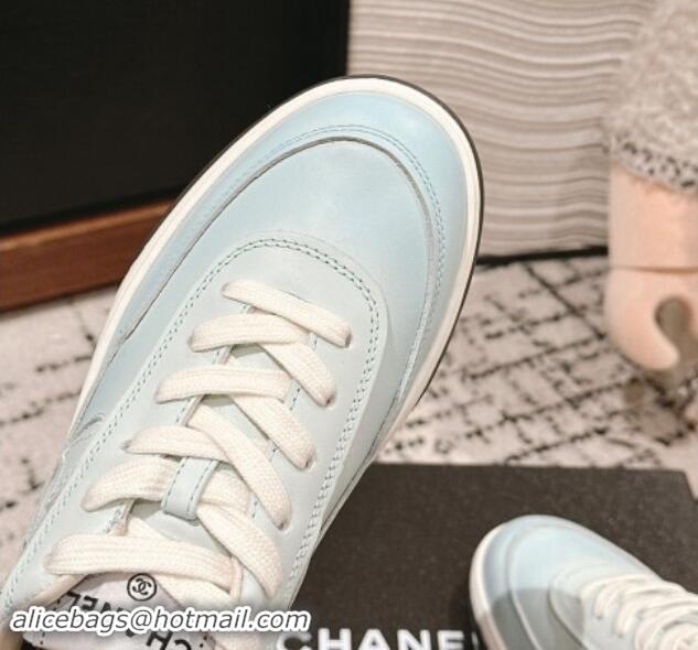 Buy Discount Chanel Printed Calfskin Sneakers Light Blue 120108