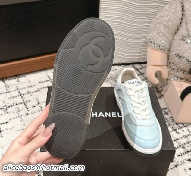 Buy Discount Chanel Printed Calfskin Sneakers Light Blue 120108