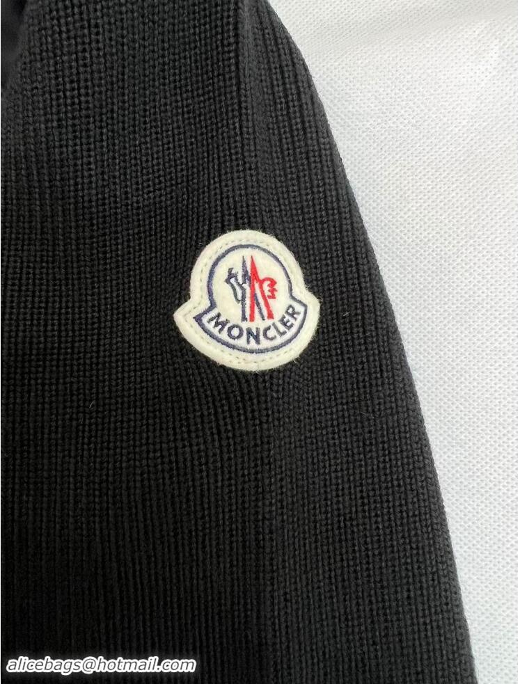 ​Famous Brand Moncler Padded Wool With Cashmere Zip-Up Cardigan M2823 Black