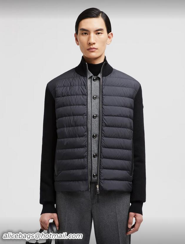 ​Famous Brand Moncler Padded Wool With Cashmere Zip-Up Cardigan M2823 Black