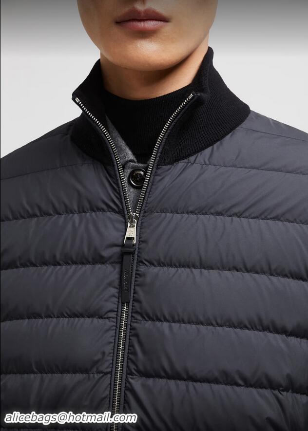 ​Famous Brand Moncler Padded Wool With Cashmere Zip-Up Cardigan M2823 Black