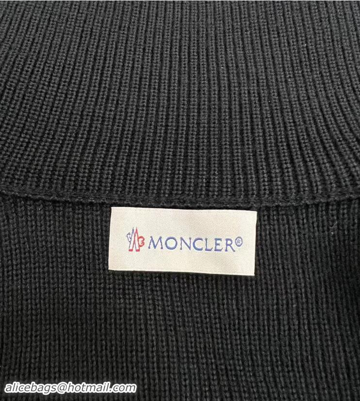 ​Famous Brand Moncler Padded Wool With Cashmere Zip-Up Cardigan M2823 Black