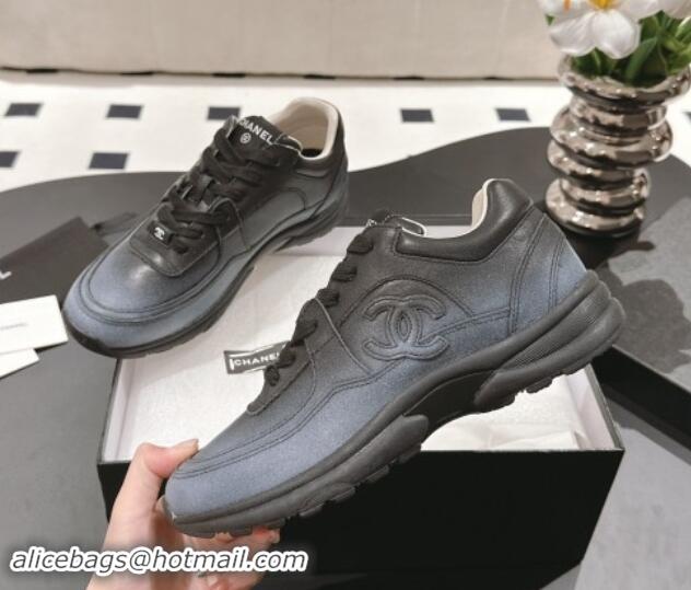 Discount Chanel Printed Calfskin Sneakers Grey 120112