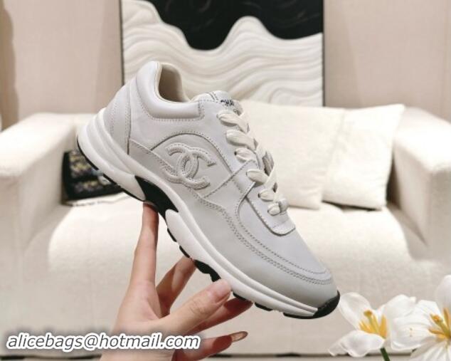 Top Grade Chanel Printed Calfskin Sneakers White 120113