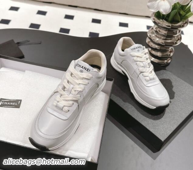 Top Grade Chanel Printed Calfskin Sneakers White 120113