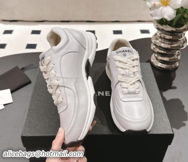 Top Grade Chanel Printed Calfskin Sneakers White 120113