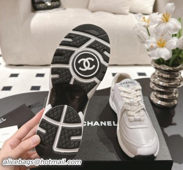 Top Grade Chanel Printed Calfskin Sneakers White 120113