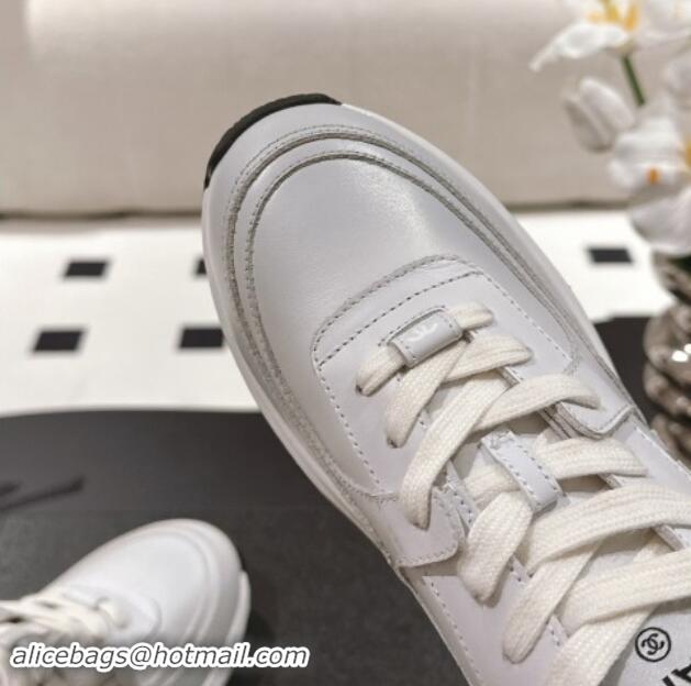 Top Grade Chanel Printed Calfskin Sneakers White 120113