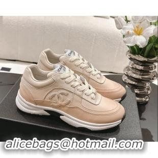 Pretty Style Chanel Printed Calfskin Sneakers Beige 1120114