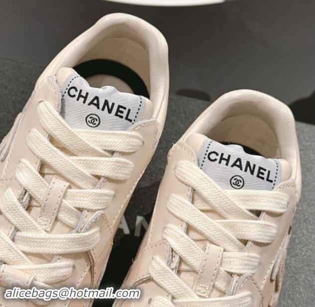 Pretty Style Chanel Printed Calfskin Sneakers Beige 1120114