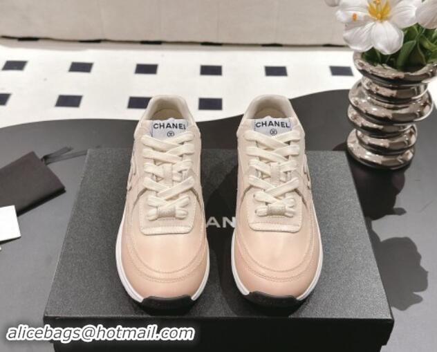 Pretty Style Chanel Printed Calfskin Sneakers Beige 1120114