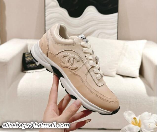 Pretty Style Chanel Printed Calfskin Sneakers Beige 1120114