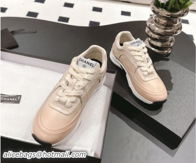 Pretty Style Chanel Printed Calfskin Sneakers Beige 1120114