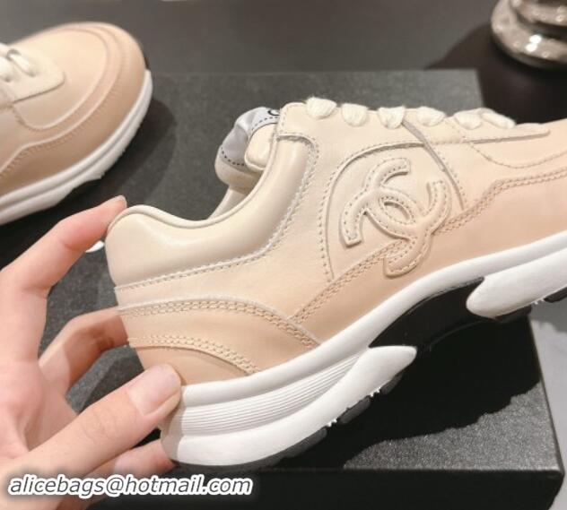 Pretty Style Chanel Printed Calfskin Sneakers Beige 1120114