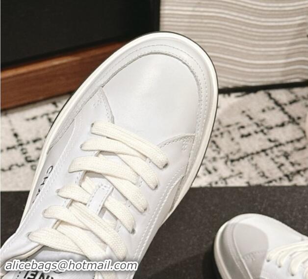 Good Looking Chanel Printed Leather Sneakers White 120115