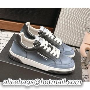 Shop Duplicate Chanel Printed Leather Sneakers Grey 1120118