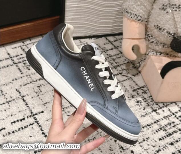 Shop Duplicate Chanel Printed Leather Sneakers Grey 1120118