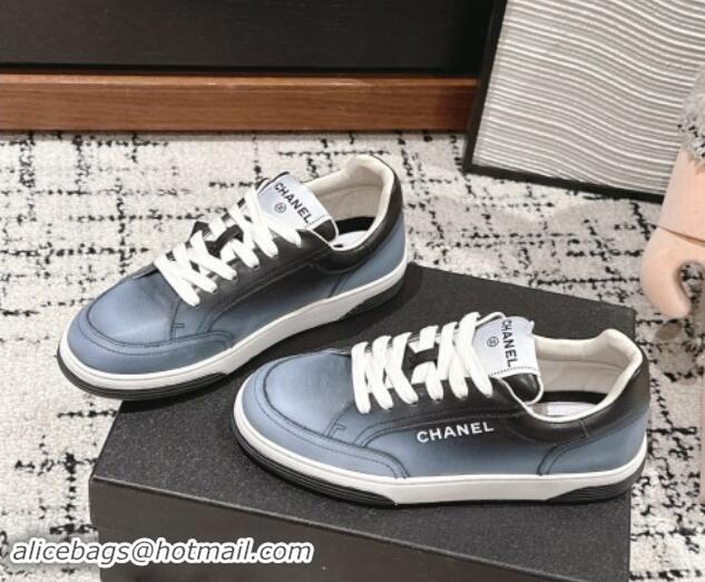 Shop Duplicate Chanel Printed Leather Sneakers Grey 1120118