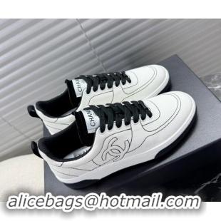 Grade Chanel Cotton Sneakers White/Black 1120119