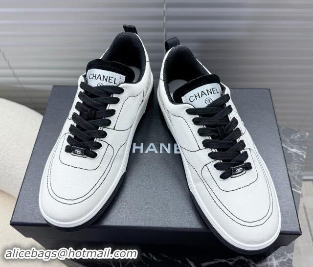 Grade Chanel Cotton Sneakers White/Black 1120119