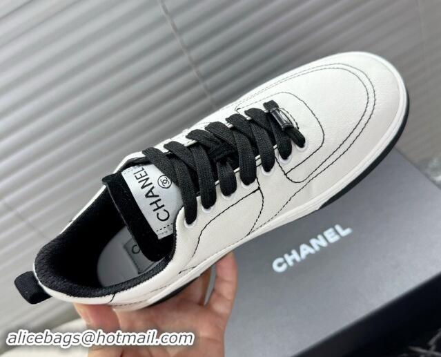 Grade Chanel Cotton Sneakers White/Black 1120119