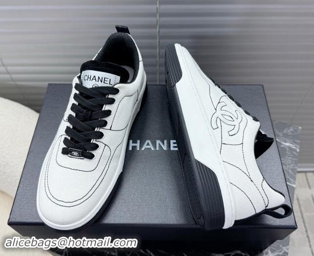 Grade Chanel Cotton Sneakers White/Black 1120119