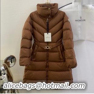 Best Price Moncler Down Jacket with Belt M112917 Brown 2024