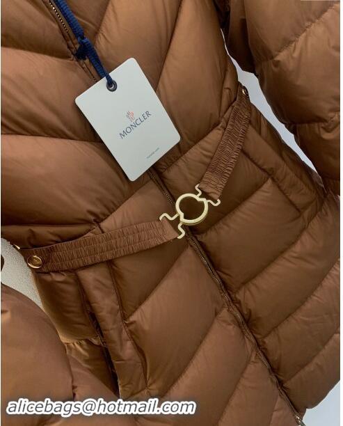 Best Price Moncler Down Jacket with Belt M112917 Brown 2024