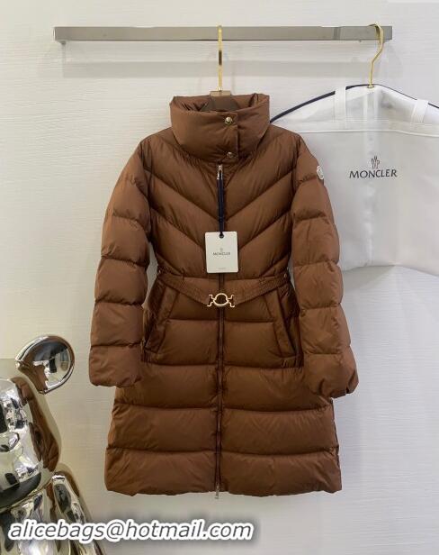 Best Price Moncler Down Jacket with Belt M112917 Brown 2024