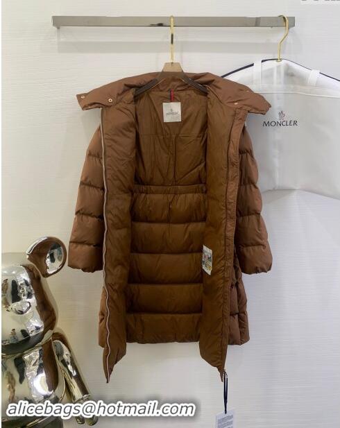 Best Price Moncler Down Jacket with Belt M112917 Brown 2024