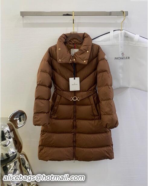 Best Price Moncler Down Jacket with Belt M112917 Brown 2024