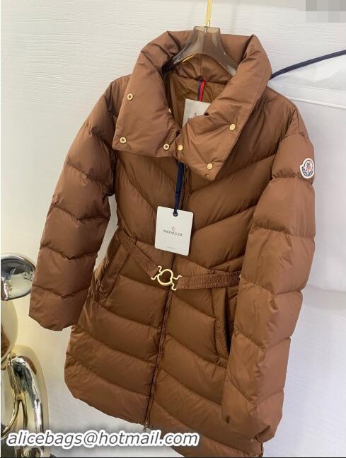 Best Price Moncler Down Jacket with Belt M112917 Brown 2024