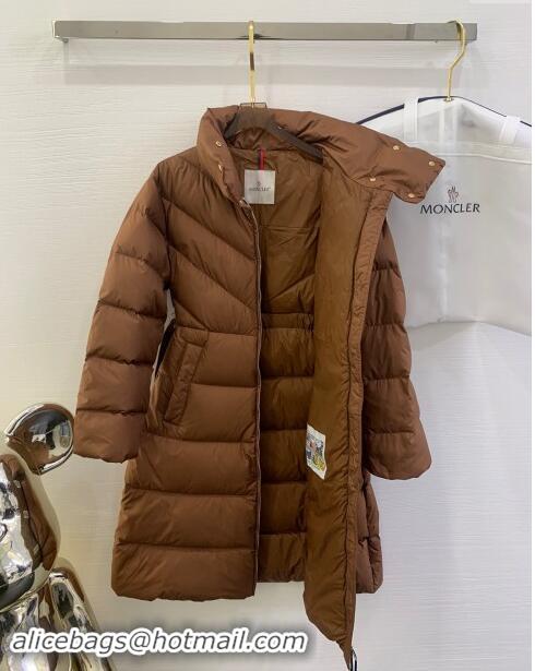 Best Price Moncler Down Jacket with Belt M112917 Brown 2024