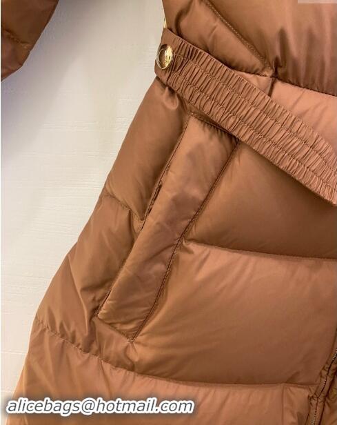 Best Price Moncler Down Jacket with Belt M112917 Brown 2024